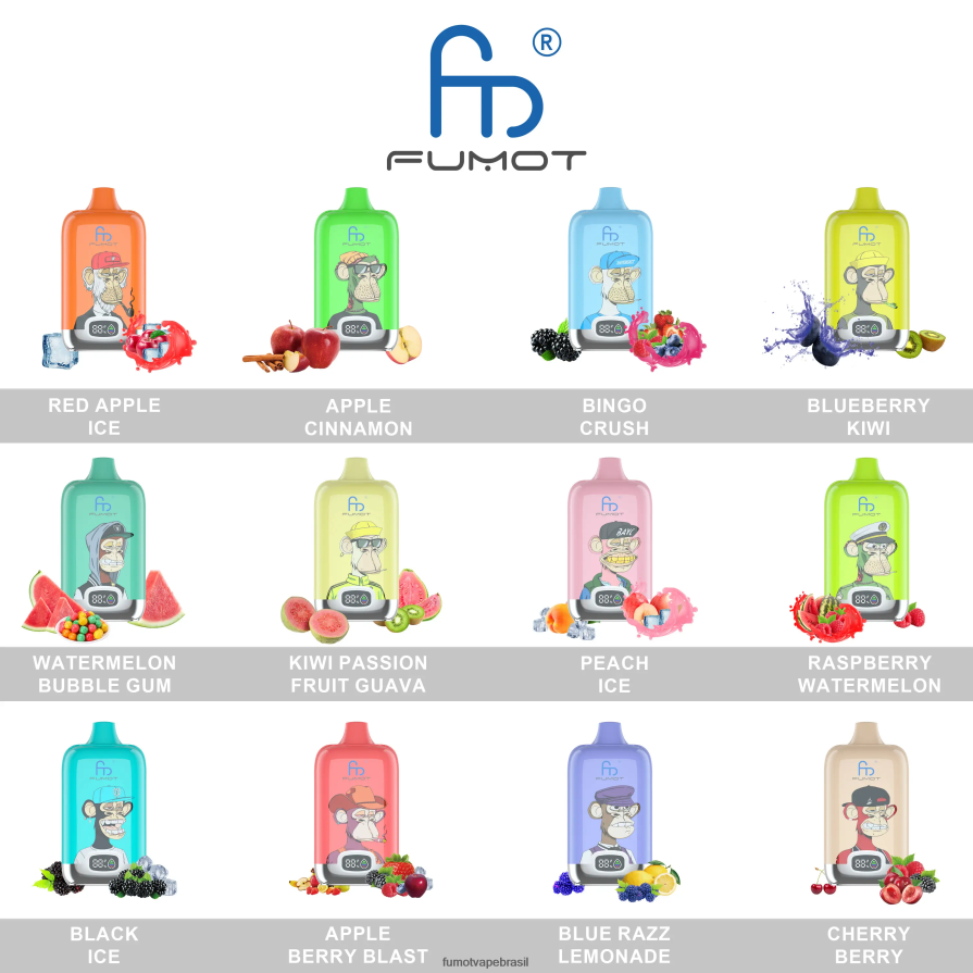 Fumot Store | gelo exuberante R2X2R6136 12.000 cápsulas de vapor descartáveis ​​de 20ml - (1 peça) Fumot Digital Box