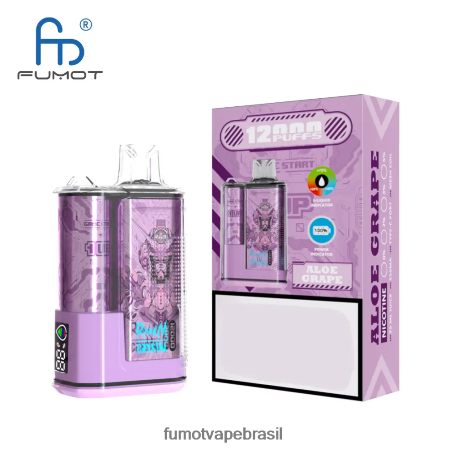 Fumot Flavors | gelo de uva R2X2R6268 1 peça - 12000 caixa vape descartável 20ml Fumot Crystal