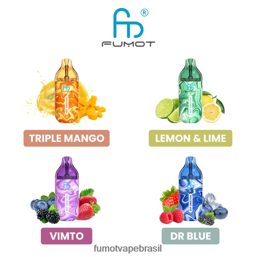 Fumot Disposable Vape | limão R2X2R6290 Vape descartável compatível com 600 tpd - 2ml (conjunto de 3 peças) Fumot Volcano