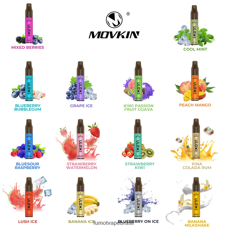 Fumot Flavors | chiclete de mirtilo R2X2R6318 Vaporizador descartável 6800, bobina de cerâmica - 8ml (1 peça) Fumot Movkin Ulax
