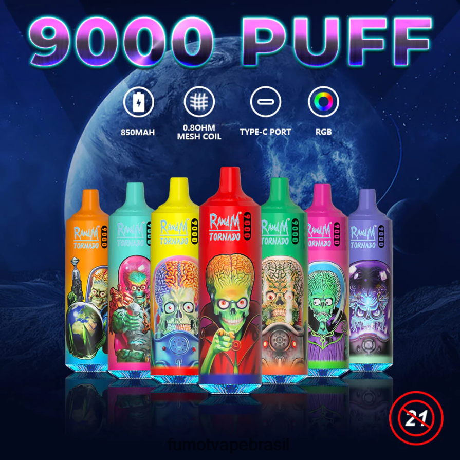 Fumot Disposable Vape | mirtilo cereja cranberry R2X2R630 Caneta vape descartável 18ml 9000 (1 peça) Fumot Tornado