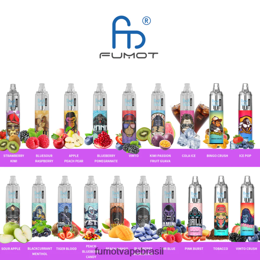 Fumot Disposable Vape | uva morango R2X2R6540 Caneta vape descartável 7000 0% - 14ml (1 peça) Fumot Tornado